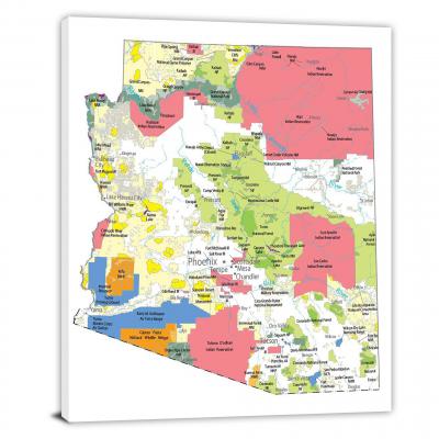 Arizona-Places Map, 2022 - Canvas Wrap