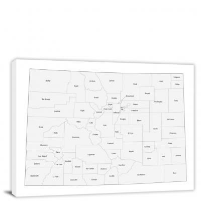 Colorado-Counties Map, 2022 - Canvas Wrap