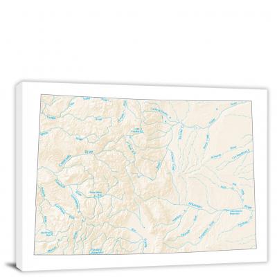 Colorado-Lakes and Rivers Map, 2022 - Canvas Wrap