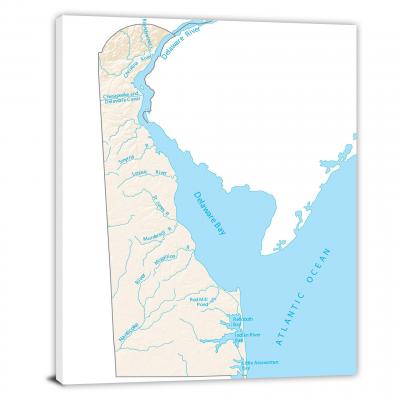 Delaware-Lakes and Rivers Map, 2022 - Canvas Wrap