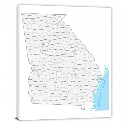 Georgia-Counties Map, 2022 - Canvas Wrap
