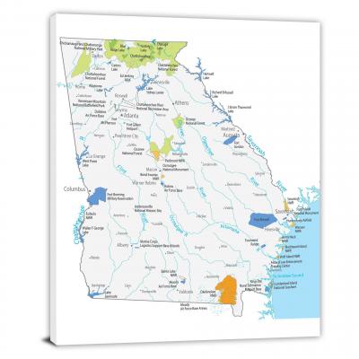 Georgia-Places Map, 2022 - Canvas Wrap