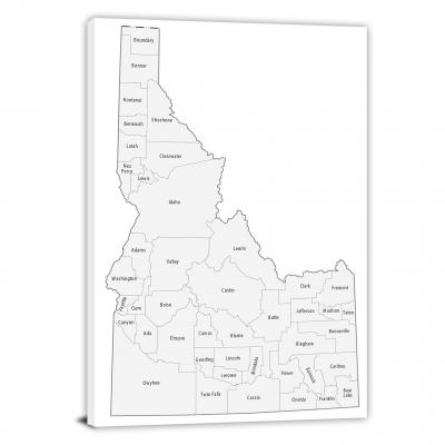 Idaho-Counties Map, 2022 - Canvas Wrap