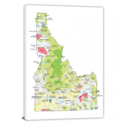 Idaho-Places Map, 2022 - Canvas Wrap