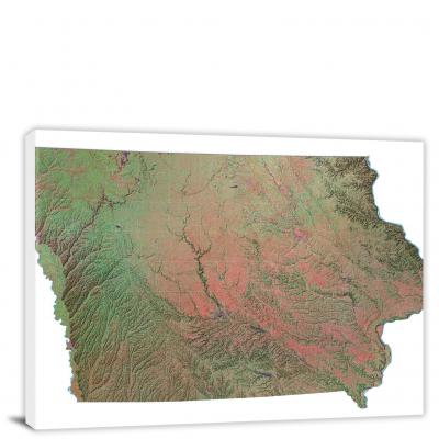Iowa-Satellite Map, 2022 - Canvas Wrap
