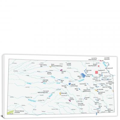 Kansas-Places Map, 2022 - Canvas Wrap