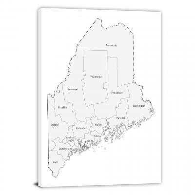 Maine-Counties Map, 2022 - Canvas Wrap
