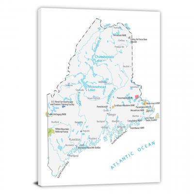 Maine-Places Map, 2022 - Canvas Wrap