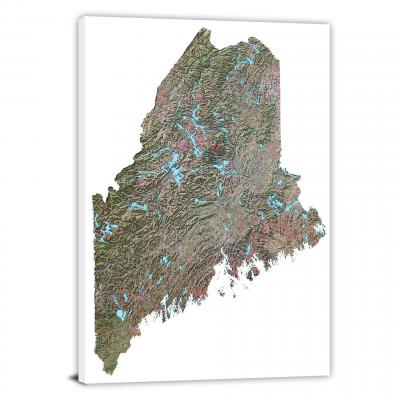 Maine-Satellite Map, 2022 - Canvas Wrap