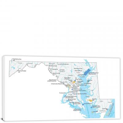 Maryland-Places Map, 2022 - Canvas Wrap