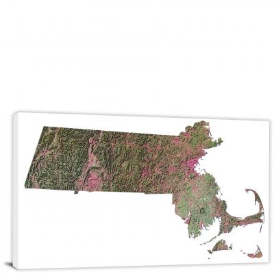 Massachusetts-Satellite Map, 2022 - Canvas Wrap