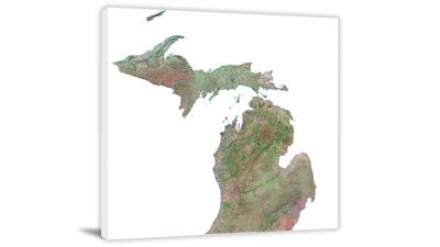 Michigan-Satellite Map, 2022 - Canvas Wrap
