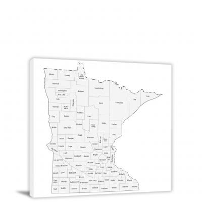 Minnesota-Counties Map, 2022 - Canvas Wrap