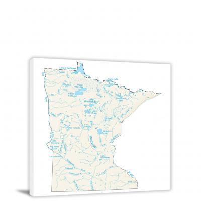 Minnesota-Lakes and Rivers Map, 2022 - Canvas Wrap