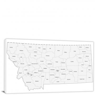 Montana-Counties Map, 2022 - Canvas Wrap