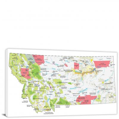 Montana-Places Map, 2022 - Canvas Wrap