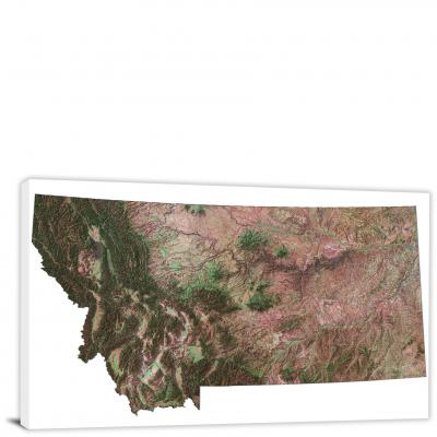 Montana-Satellite Map, 2022 - Canvas Wrap