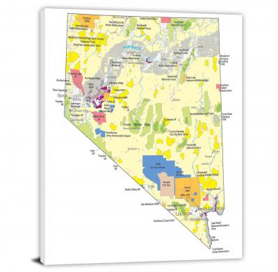 Nevada-Places Map, 2022 - Canvas Wrap