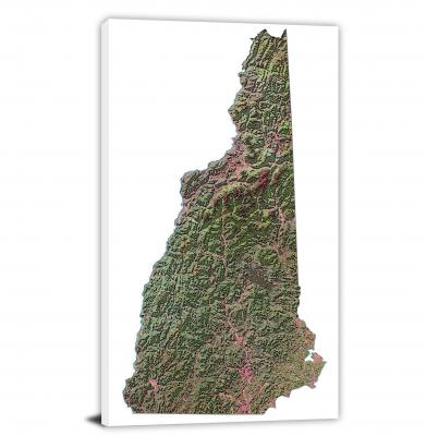 New Hampshire-Satellite Map, 2022 - Canvas Wrap