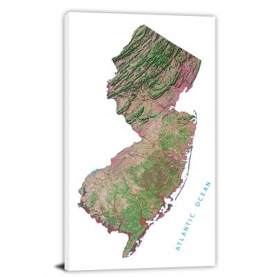 New Jersey-Satellite Map, 2022 - Canvas Wrap