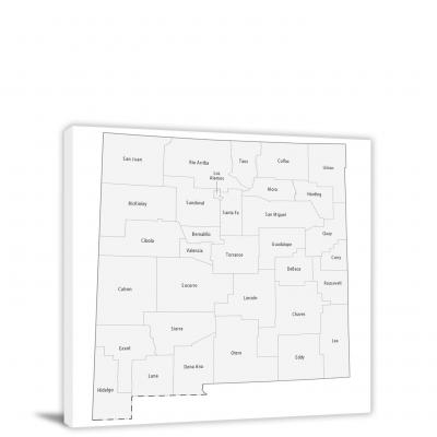 New Mexico-Counties Map, 2022 - Canvas Wrap
