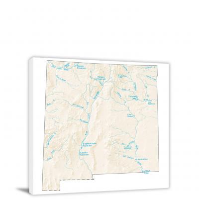 New Mexico-Lakes and Rivers Map, 2022 - Canvas Wrap