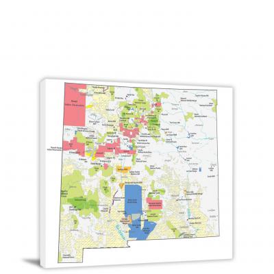 New Mexico-Places Map, 2022 - Canvas Wrap