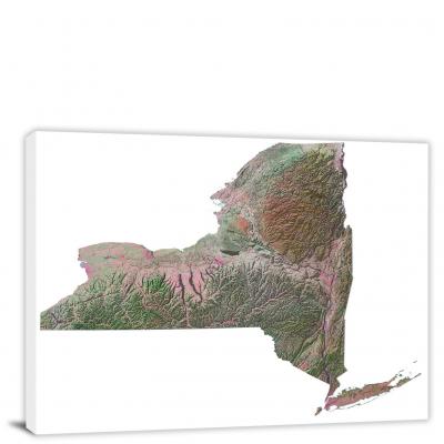 New York-Satellite Map, 2022 - Canvas Wrap