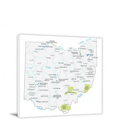 Ohio-Places Map, 2022 - Canvas Wrap