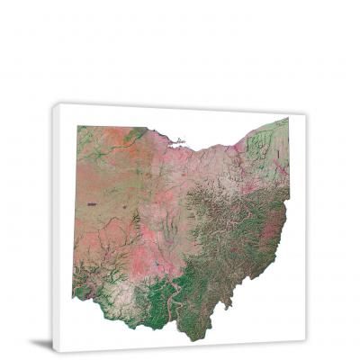 Ohio-Satellite Map, 2022 - Canvas Wrap