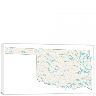 Oklahoma-Lakes and Rivers Map, 2022 - Canvas Wrap