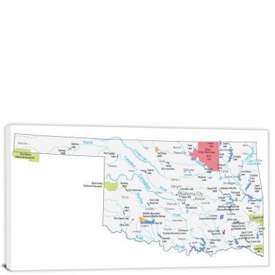 Oklahoma-Places Map, 2022 - Canvas Wrap