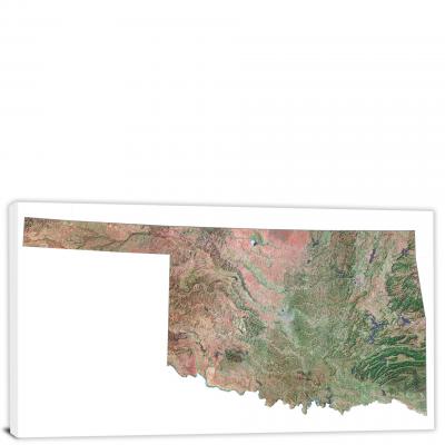 Oklahoma-Satellite Map, 2022 - Canvas Wrap
