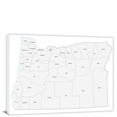 Oregon-Counties Map, 2022 - Canvas Wrap