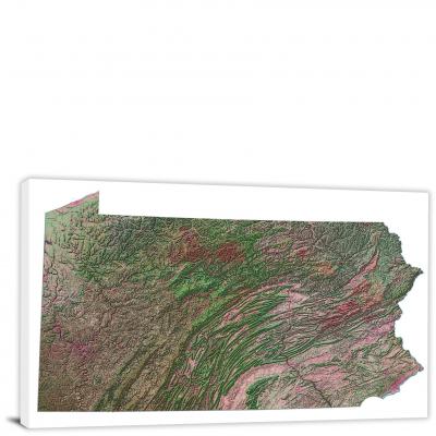 Pennsylvania-Satellite Map, 2022 - Canvas Wrap