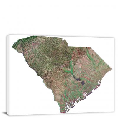 South Carolina-Satellite Map, 2022 - Canvas Wrap