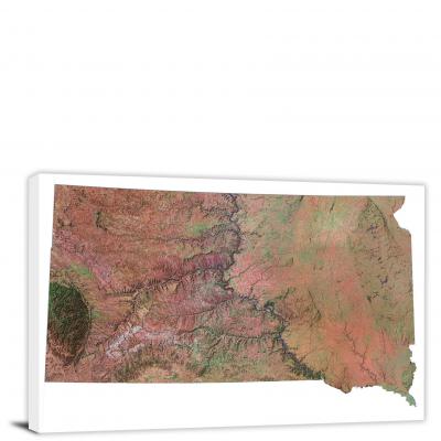 South Dakota-Satellite Map, 2022 - Canvas Wrap