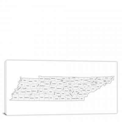Tennessee-Counties Map, 2022 - Canvas Wrap