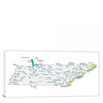 Tennessee-Places Map, 2022 - Canvas Wrap