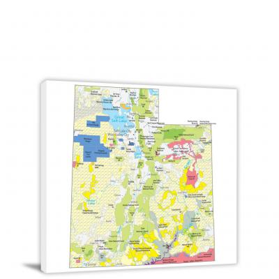 Utah-Places Map, 2022 - Canvas Wrap