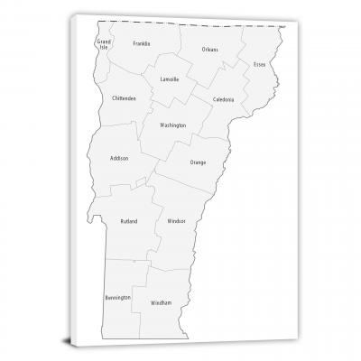 Vermont-Counties Map, 2022 - Canvas Wrap