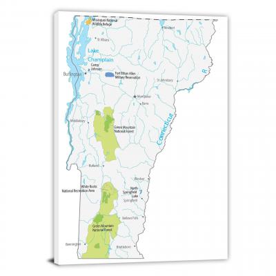 Vermont-Places Map, 2022 - Canvas Wrap