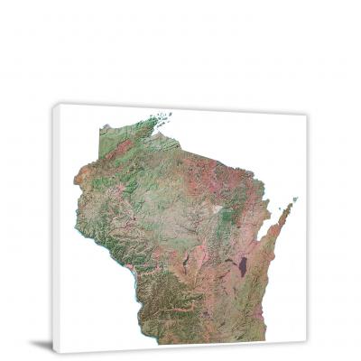 Wisconsin-Satellite Map, 2022 - Canvas Wrap