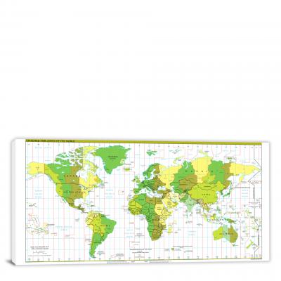 World Time Zones, 2022 - Canvas Wrap