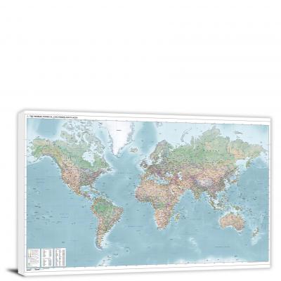 World-Physical Map, 2022 - Canvas Wrap