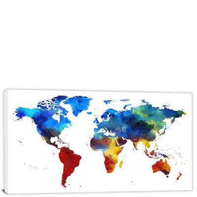 World-Water Color Map, 2017 - Canvas Wrap