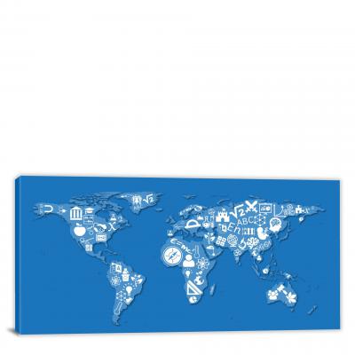 World-Spread of Education Map, 2018 - Canvas Wrap
