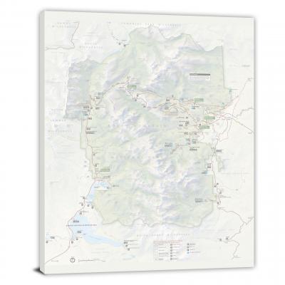 Rocky Mountain National Park Map, 2016 - Canvas Wrap