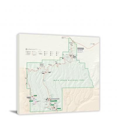 Mesa Verde National Park Map, 2015 - Canvas Wrap