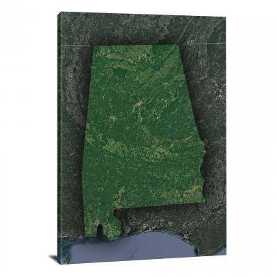 Alabama-State Satellite Map, 2022 - Canvas Wrap